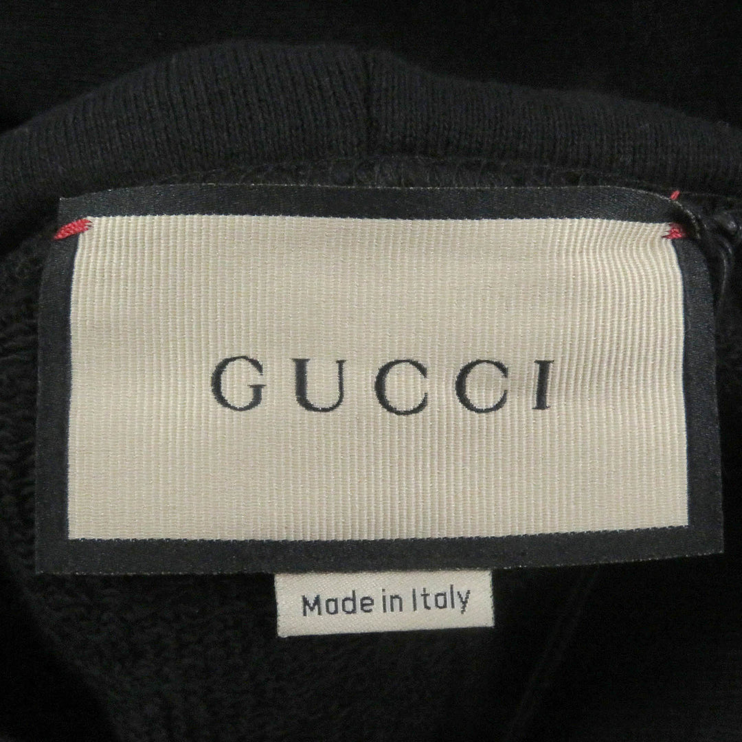 美品□GUCCI グッチ 24AW 782788 ロゴプリント フーディー プルオーバー パーカー ブラック S ガーメント付き イタリア製 正規品 メンズ