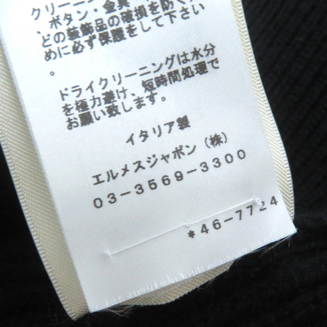 極美品△HERMES エルメス 24SS 4E2721D1 カシミヤ100％ セリエデザインボタン ショート ニット ベスト ブラック 36 イタリア製 正規品