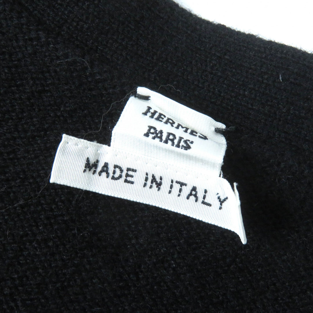 極美品△HERMES エルメス 24SS 4E2721D1 カシミヤ100％ セリエデザインボタン ショート ニット ベスト ブラック 36 イタリア製 正規品