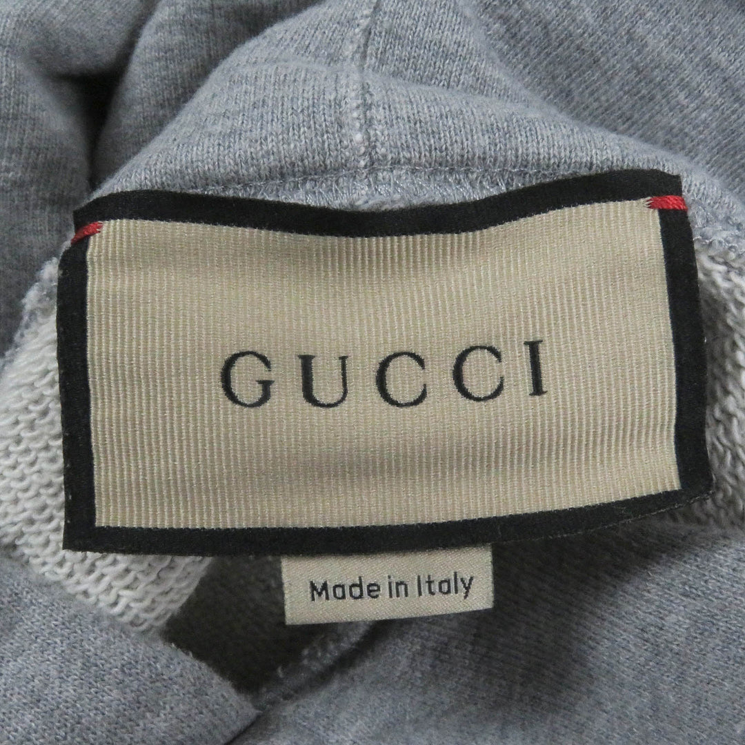 美品□GUCCI グッチ 700120 Pablo Delcielo プリントデザイン プルオーバー パーカー フーディー グレー L イタリア製 正規品 メンズ