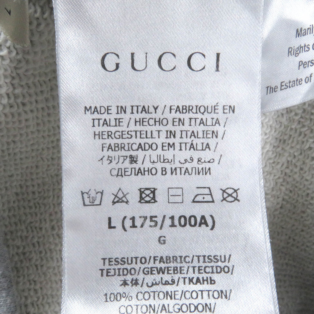 美品□GUCCI グッチ 700120 Pablo Delcielo プリントデザイン プルオーバー パーカー フーディー グレー L イタリア製 正規品 メンズ