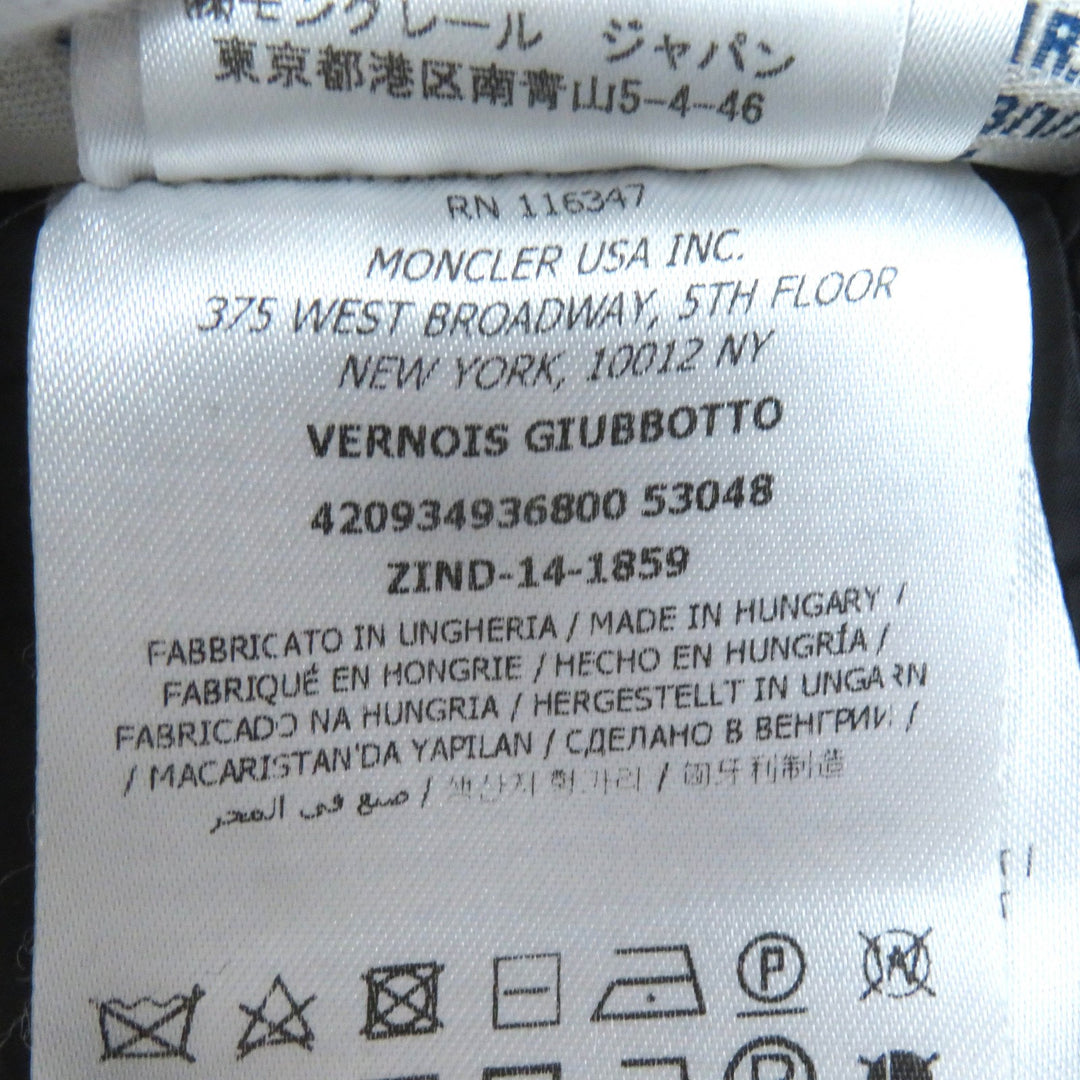 良品△MONCLER モンクレール VERNDI 付け襟デザイン ネックウォーマー風 ロゴジップ金具 ダウンコート ブラック 0 正規品 レディース