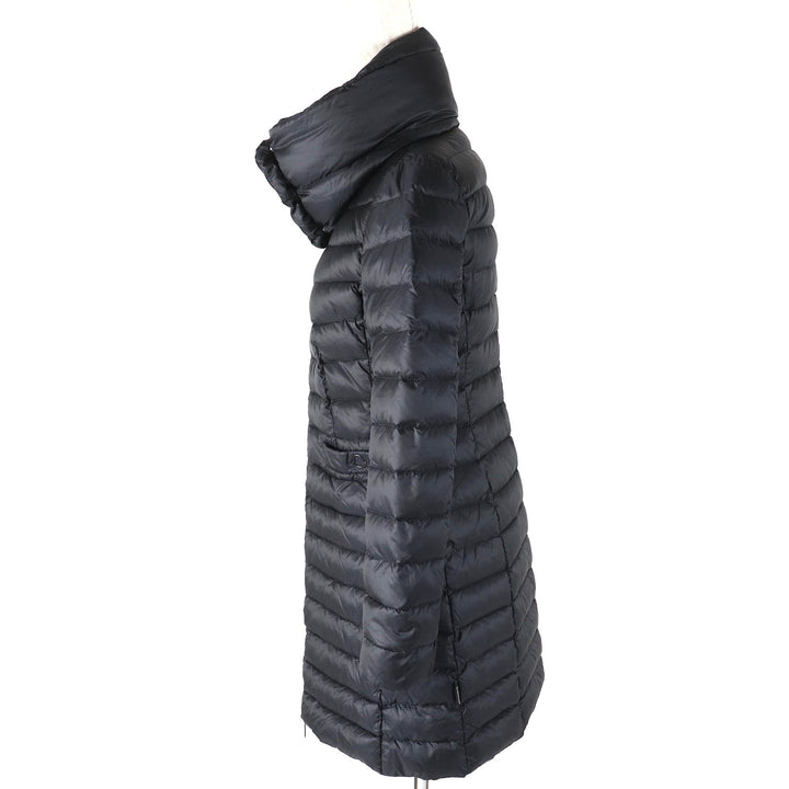 良品△MONCLER モンクレール VERNDI 付け襟デザイン ネックウォーマー風 ロゴジップ金具 ダウンコート ブラック 0 正規品 レディース