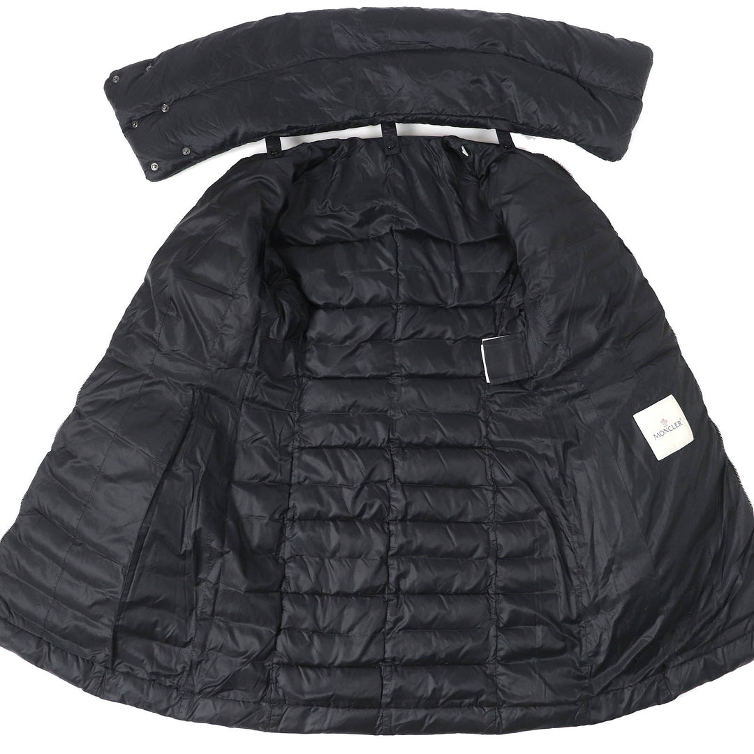 良品△MONCLER モンクレール VERNDI 付け襟デザイン ネックウォーマー風 ロゴジップ金具 ダウンコート ブラック 0 正規品 レディース
