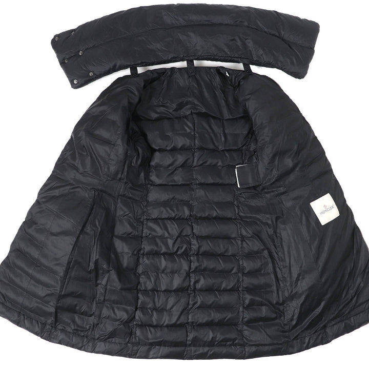 良品△MONCLER モンクレール VERNDI 付け襟デザイン ネックウォーマー風 ロゴジップ金具 ダウンコート ブラック 0 正規品 レディース