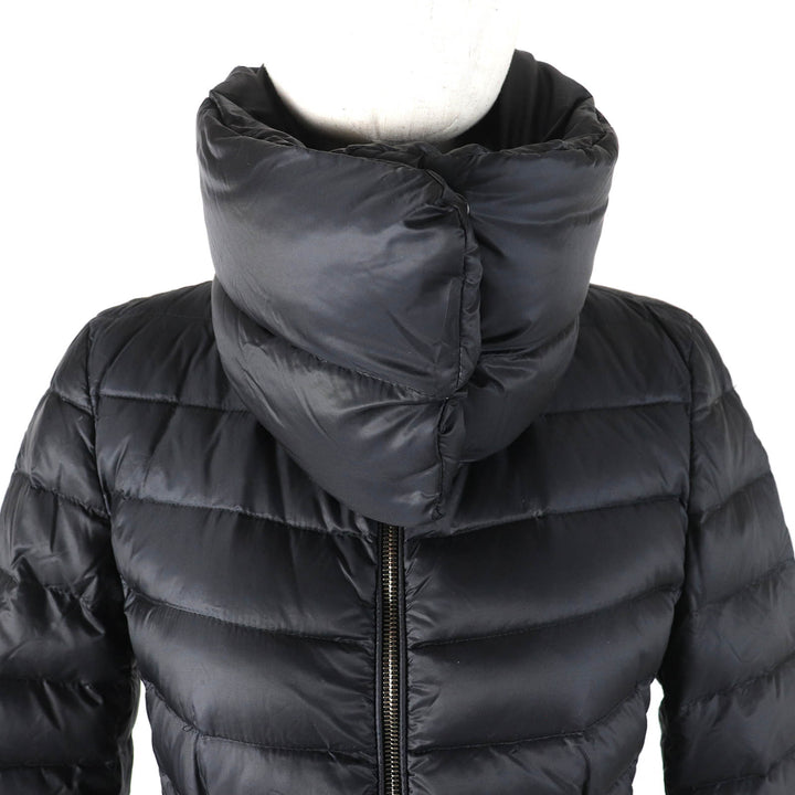 良品△MONCLER モンクレール VERNDI 付け襟デザイン ネックウォーマー風 ロゴジップ金具 ダウンコート ブラック 0 正規品 レディース