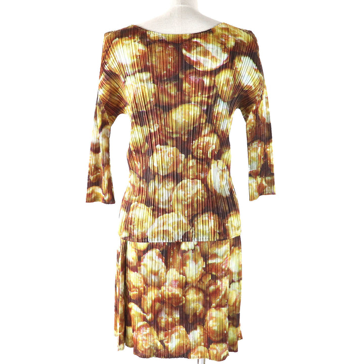 極美△PLEATS PLEASE プリーツプリーズ イッセイミヤケ PP83-JK552/PP83-JG555 ポップコーン カットソースカートセットアップ 3/1 正規