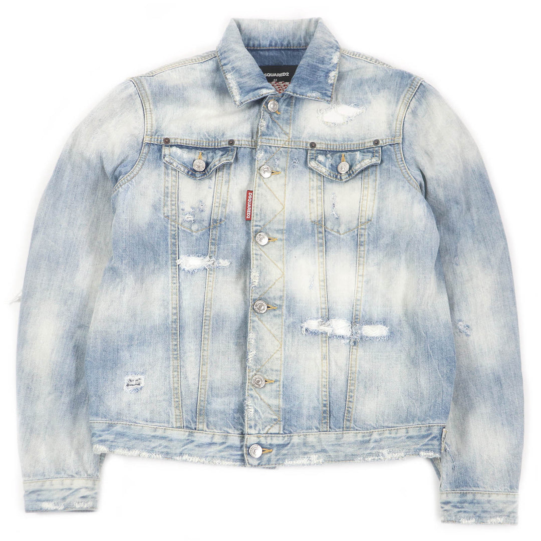 美品□DSQUARED2 ディースクエアード 20SS S71AN0164 Dan Jean Jacket レインボー バックロゴ クラッシュ デニムジャケット 44 正規品
