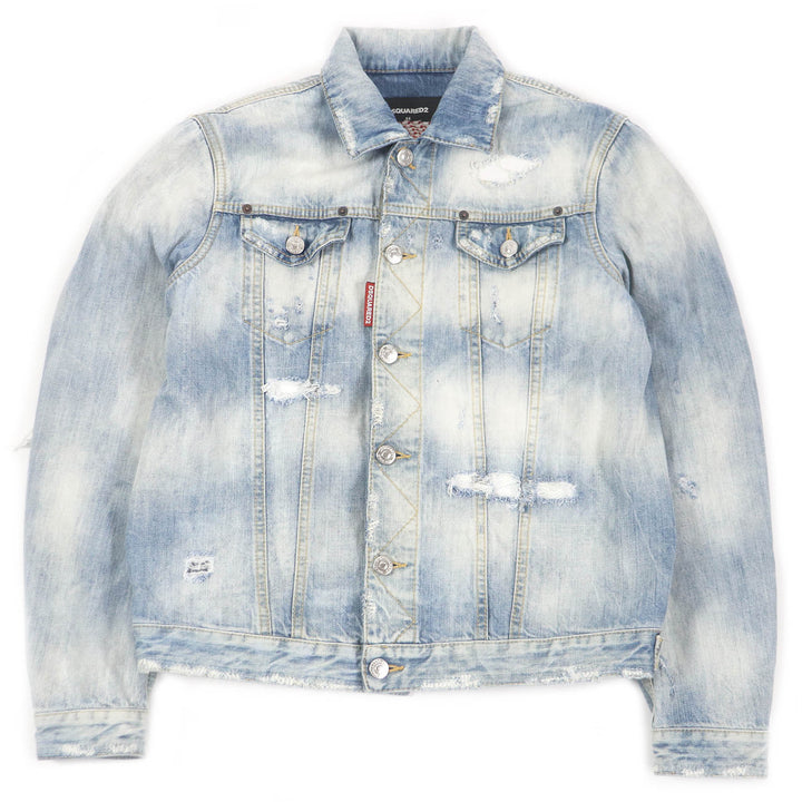 美品□DSQUARED2 ディースクエアード 20SS S71AN0164 Dan Jean Jacket レインボー バックロゴ クラッシュ デニムジャケット 44 正規品