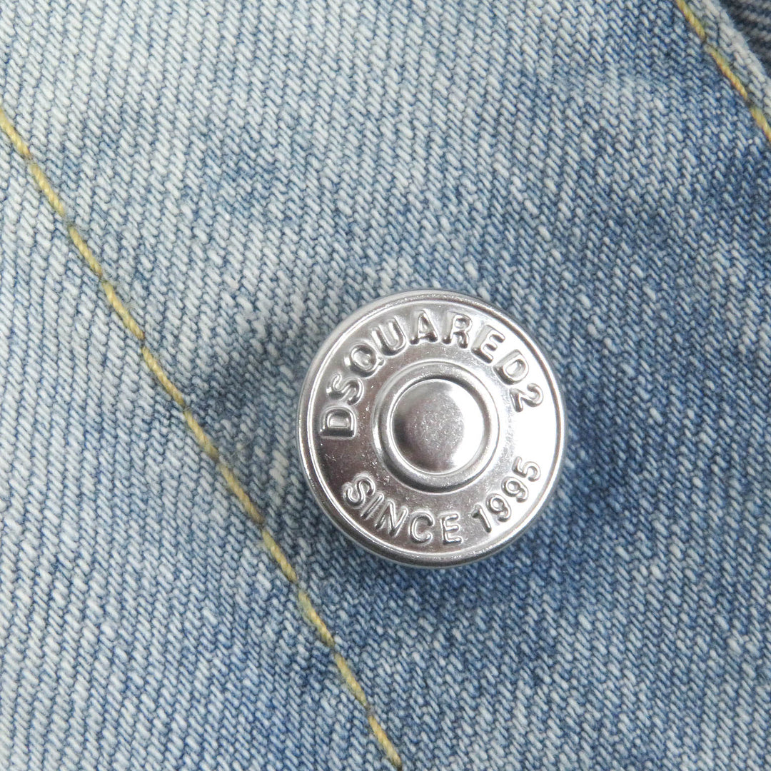 美品□DSQUARED2 ディースクエアード 20SS S71AN0164 Dan Jean Jacket レインボー バックロゴ クラッシュ デニムジャケット 44 正規品