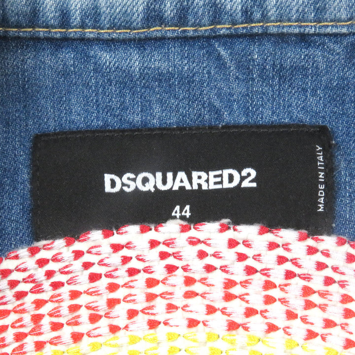 美品□DSQUARED2 ディースクエアード 20SS S71AN0164 Dan Jean Jacket レインボー バックロゴ クラッシュ デニムジャケット 44 正規品