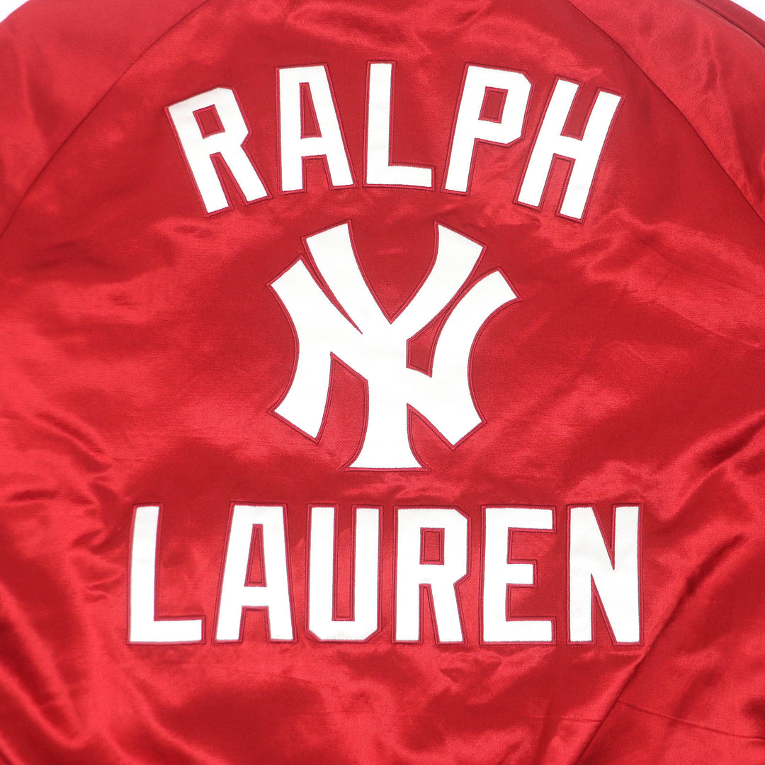 美品□POLO RALPH LAUREN×MLB ポロラルフローレン×MLB 710810481002 ニューヨークヤンキース 中綿 スタジャン レッド M 正規品 メンズ