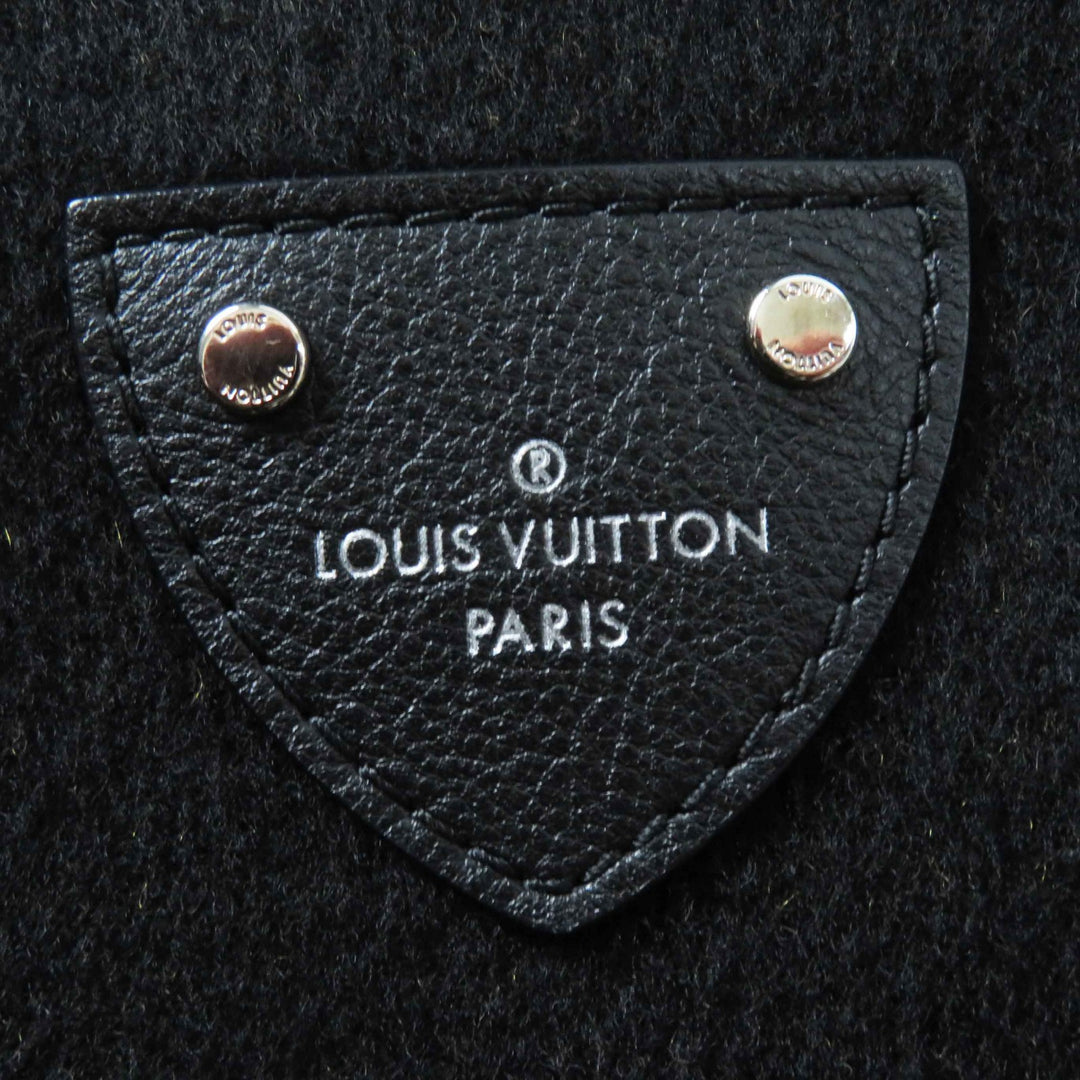 極美品◎LOUIS VUITTON ルイヴィトン ウール シルク ジャイアントモノグラム フーデッド ラップコート ブラック ブラウン 38　レディース