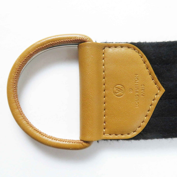 極美品◎LOUIS VUITTON ルイヴィトン ウール シルク ジャイアントモノグラム フーデッド ラップコート ブラック ブラウン 38　レディース