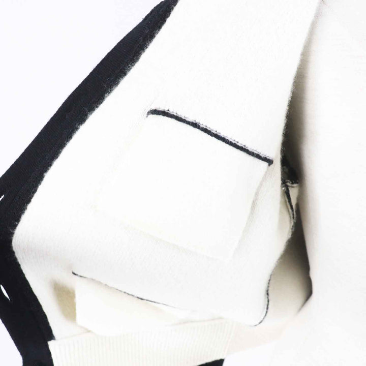 美品◎CHANEL シャネル P71365 カシミヤ シルク バイカラー 4ポケット 長袖 ニット カーディガン ブラック ホワイト 34 イタリア製 正規品