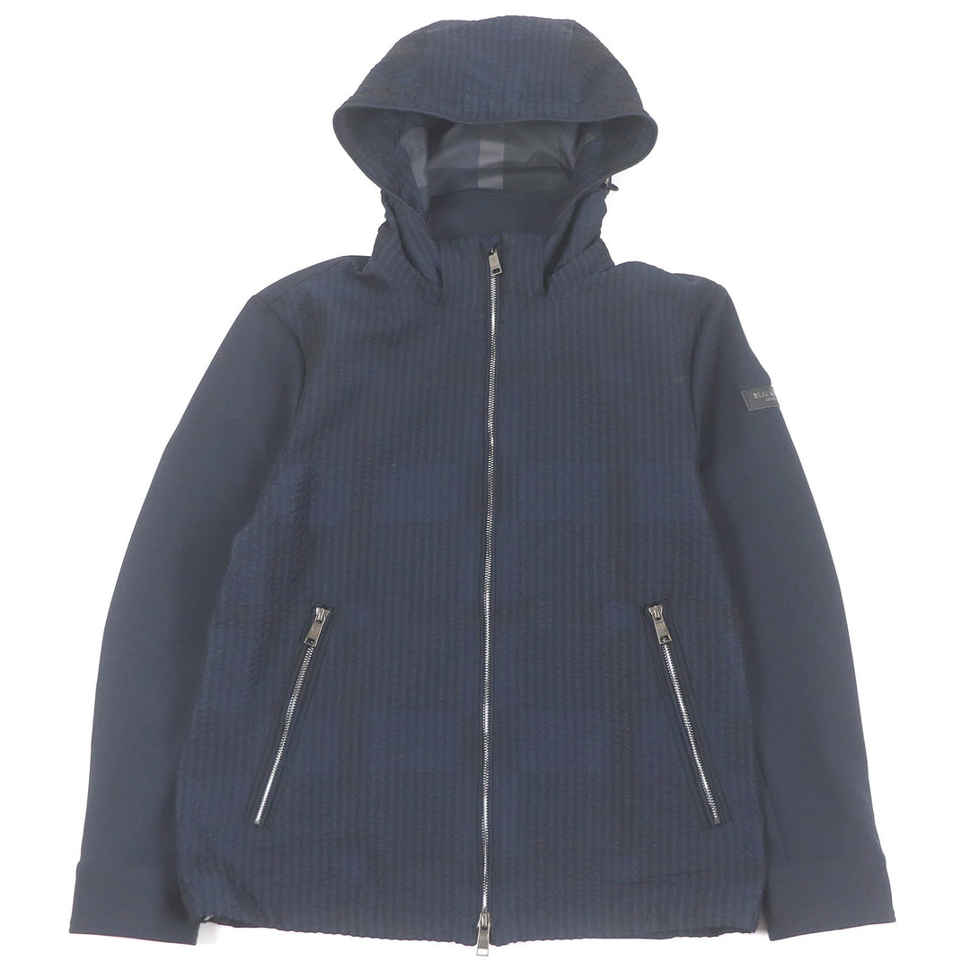 極美品□BLACK LABELCRESTBRIDGE ブラックレーベル・クレストブリッジ 素材切替 サッカー地 チェック柄 ブルゾン ZIPパーカー M 正規品