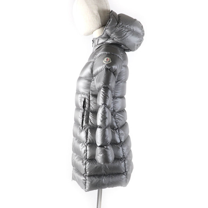 美品★MONCLER モンクレール SUYEN ロゴワッペン・フード付 ZIP UP ダウンコート グレー 10 anni 140cm キッズサイズ 大人女性OK