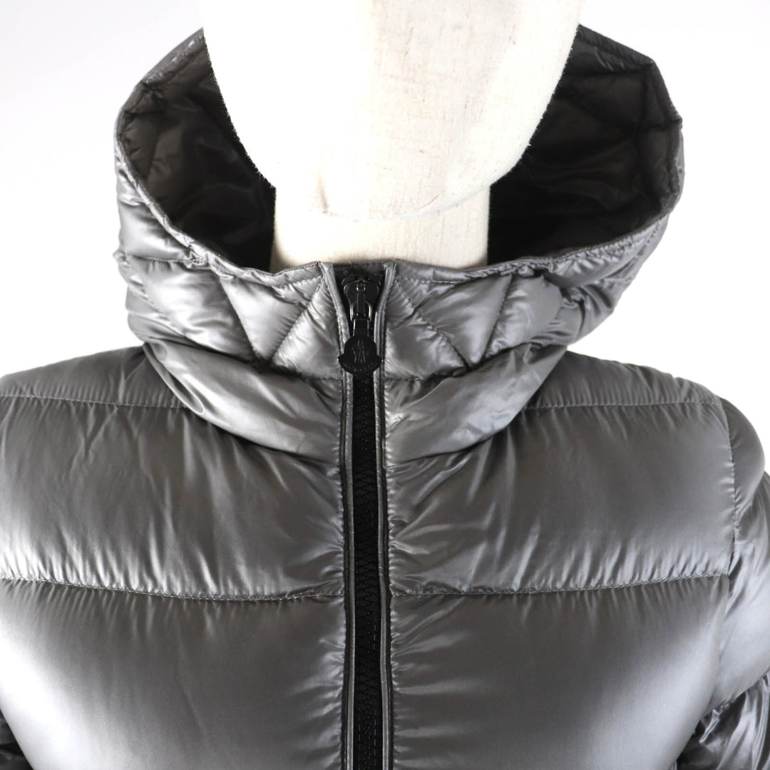 美品★MONCLER モンクレール SUYEN ロゴワッペン・フード付 ZIP UP ダウンコート グレー 10 anni 140cm キッズサイズ 大人女性OK