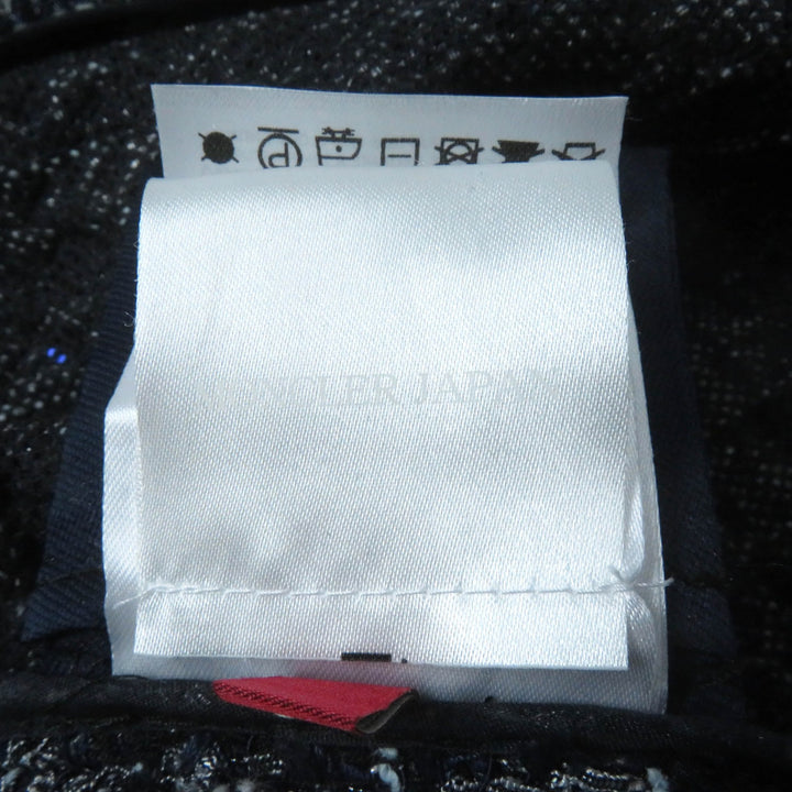 美品★MONCLER GAMME ROUGE モンクレール ガムルージュ DALILA ロゴ金具付 スパンコール装飾 リボンツイード ジャケット 紺 0 正規品