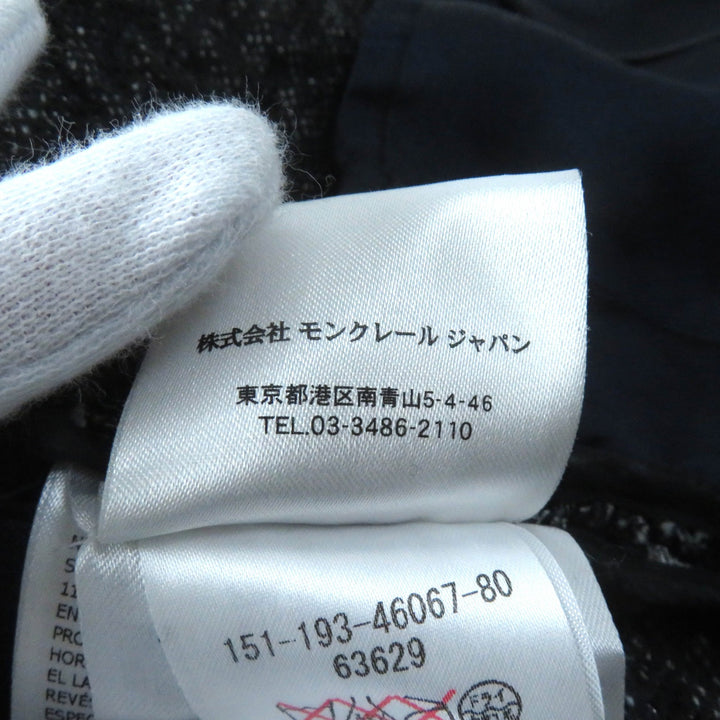 美品★MONCLER GAMME ROUGE モンクレール ガムルージュ DALILA ロゴ金具付 スパンコール装飾 リボンツイード ジャケット 紺 0 正規品