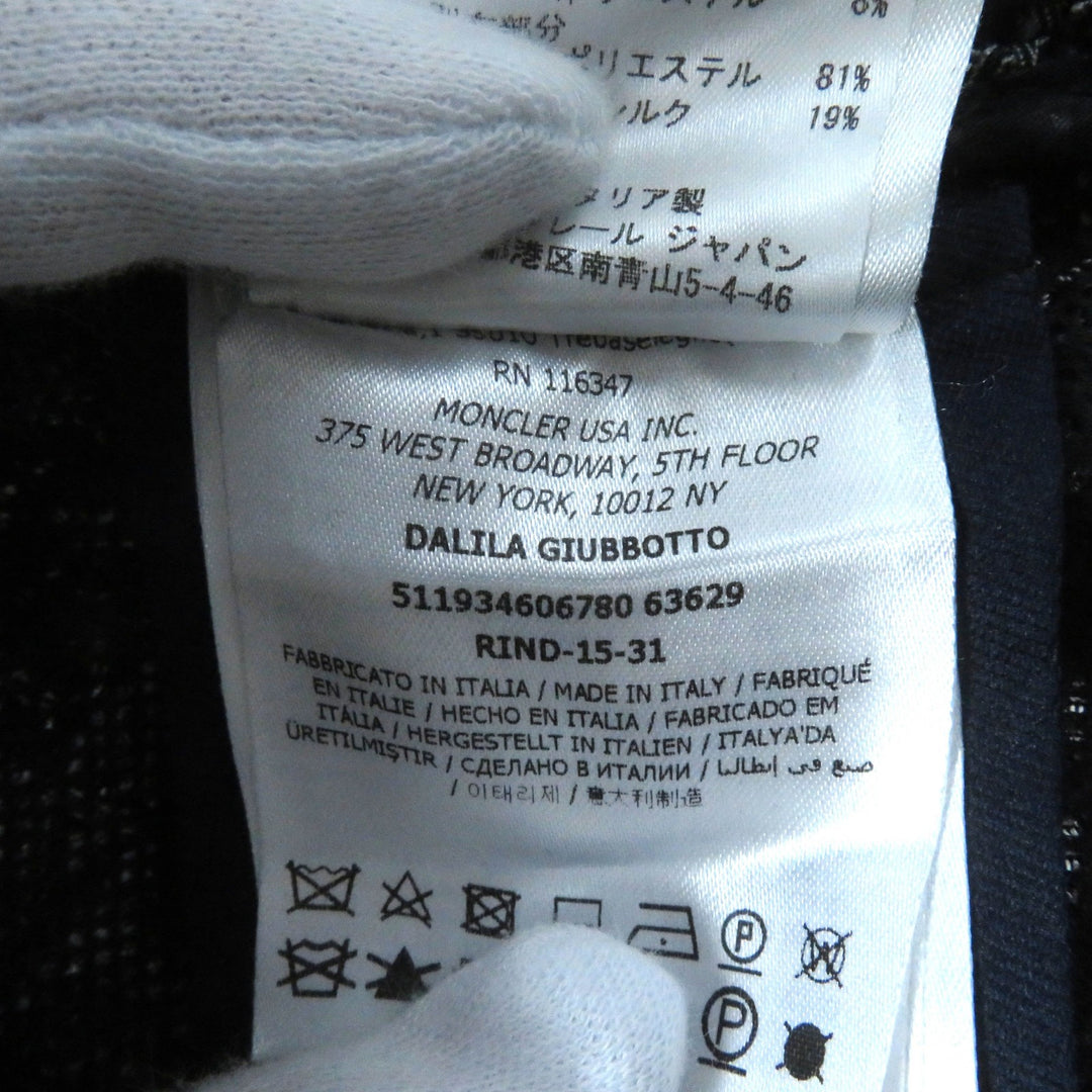 美品★MONCLER GAMME ROUGE モンクレール ガムルージュ DALILA ロゴ金具付 スパンコール装飾 リボンツイード ジャケット 紺 0 正規品