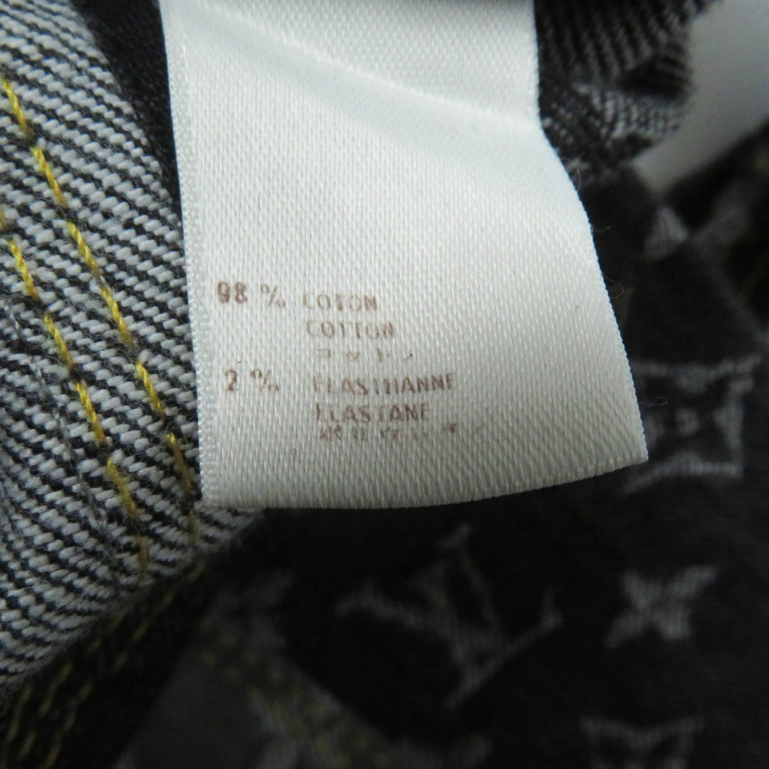 極美品◎LOUIS VUITTON ルイヴィトン 07SS 希少 カットオフ モノグラム パッチワーク デニムパンツ インディゴブルー グレー系 34 正規品