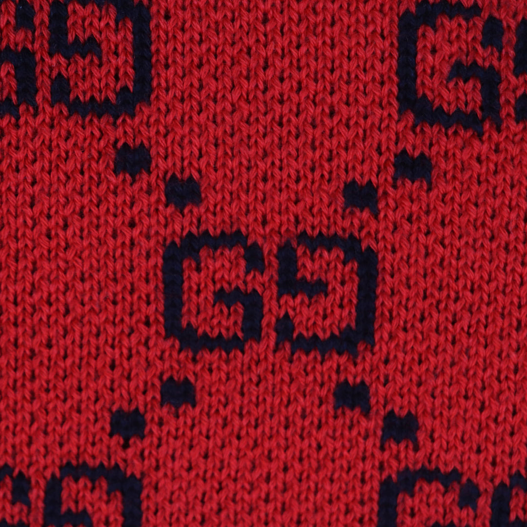 極美品▼GUCCI グッチ 661156 ウール GG柄 Vネック ロゴ入りボタン ニット カーディガン レッド ブラック M イタリア製 正規品 メンズ