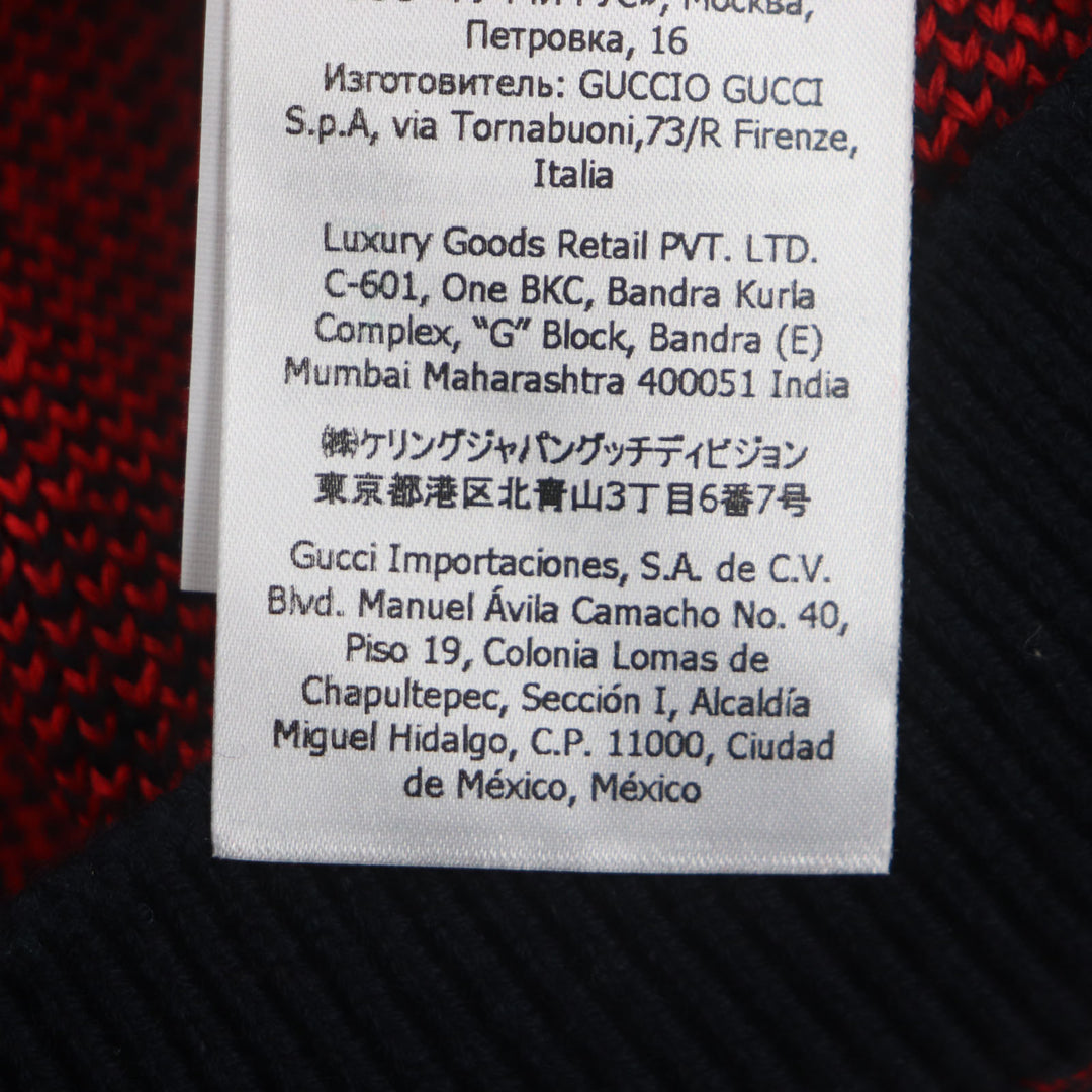 極美品▼GUCCI グッチ 661156 ウール GG柄 Vネック ロゴ入りボタン ニット カーディガン レッド ブラック M イタリア製 正規品 メンズ