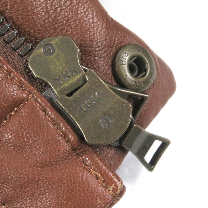 良品□PS Paul Smith ピーエス ポールスミス 羊革 ファーフーデッド WZIP ラムレザー ダウンジャケット ブラウン S 正規品 メンズ
