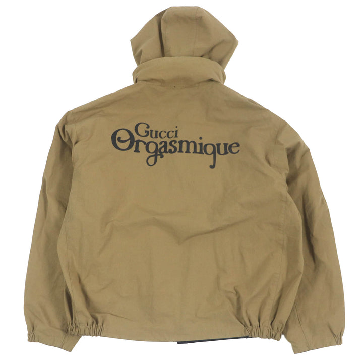 良品□GUCCI グッチ 20AW 609509 Orgasmique リバーシブル フーデッド ミリタリージャケット ベージュ ブラック 50 イタリア製 正規品