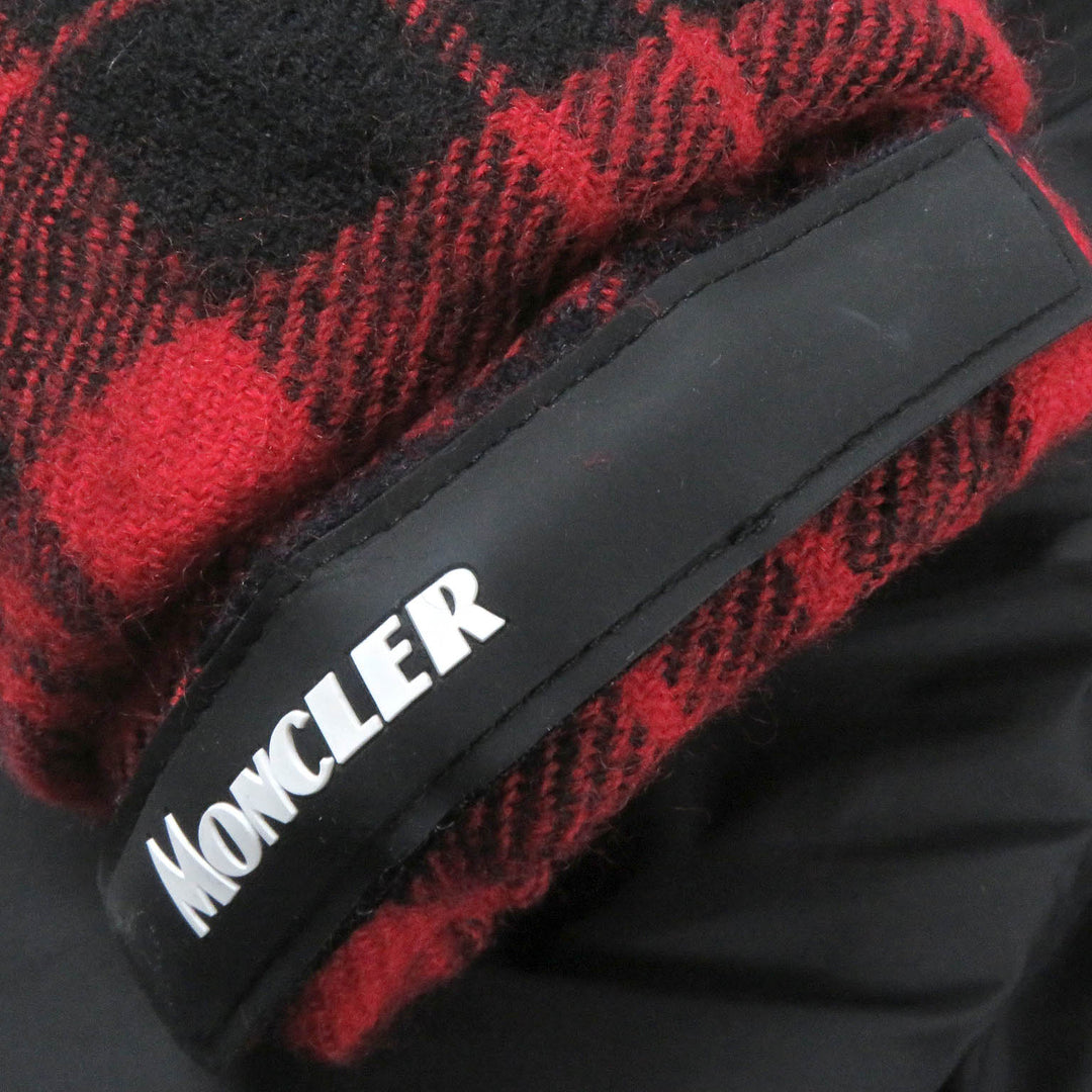 極美品□MONCLER モンクレール 19-20AW DANUBE GIUBBOTTO ウール チェック柄 ダウンジャケット レッド ブラック 0 正規品 レディース