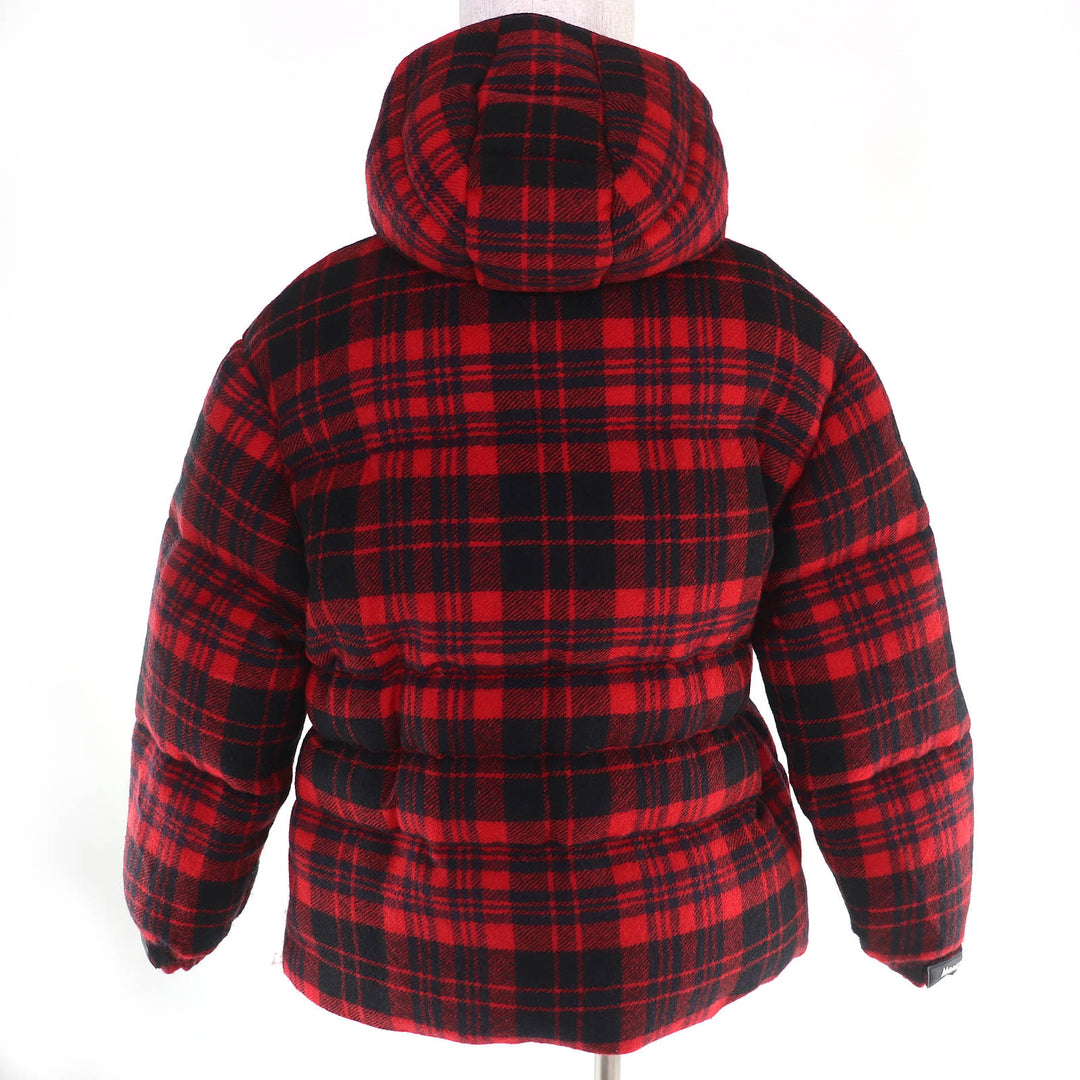 極美品□MONCLER モンクレール 19-20AW DANUBE GIUBBOTTO ウール チェック柄 ダウンジャケット レッド ブラック 0 正規品 レディース