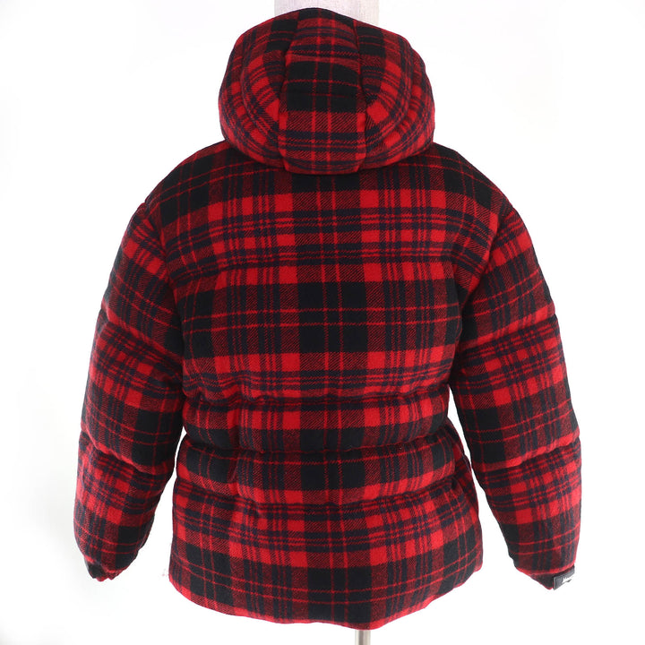 極美品□MONCLER モンクレール 19-20AW DANUBE GIUBBOTTO ウール チェック柄 ダウンジャケット レッド ブラック 0 正規品 レディース