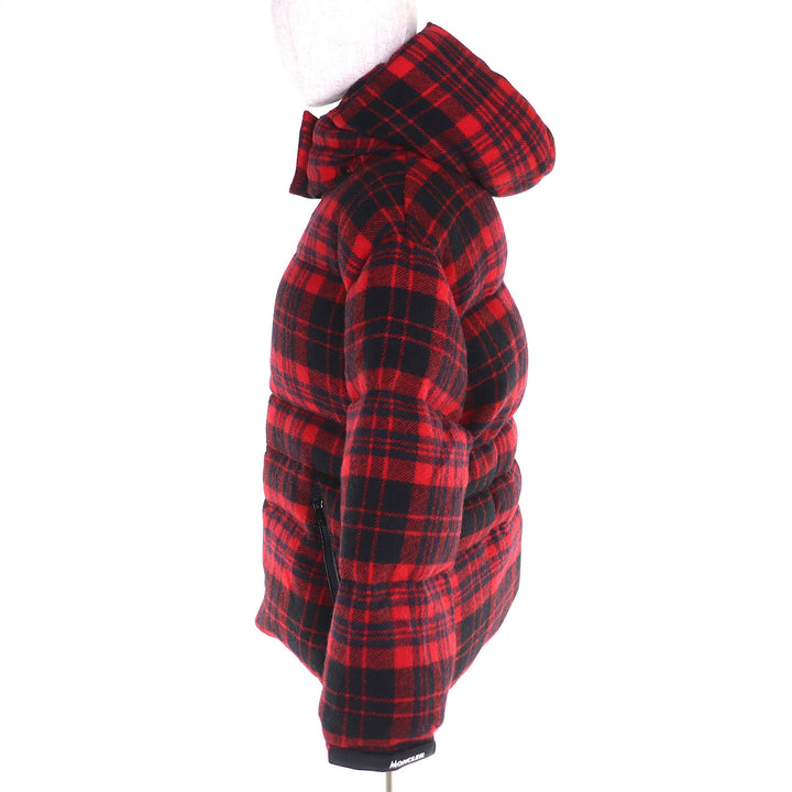 極美品□MONCLER モンクレール 19-20AW DANUBE GIUBBOTTO ウール チェック柄 ダウンジャケット レッド ブラック 0 正規品 レディース