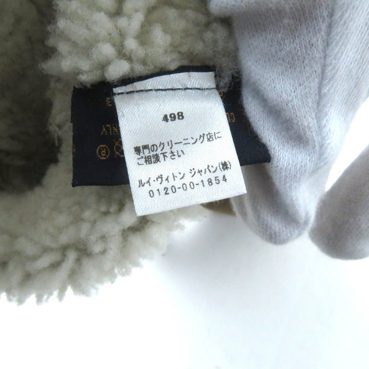 良品★LOUIS VUITTON ルイヴィトン M76453 マフ シャーリングラム モノグラム ムートン ミトン 手袋 ベージュ 伊製 正規品 レディース