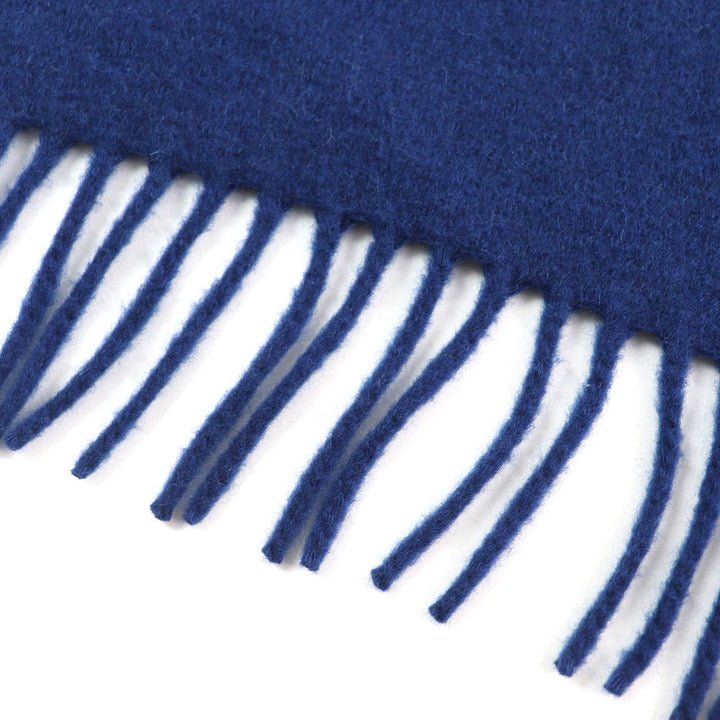 美品△HERMES エルメス H259096S アリュメット・ポケット カシミヤ100% Marine/Cobalt レザータグ フリンジ 大判 ショール マフラー 伊製