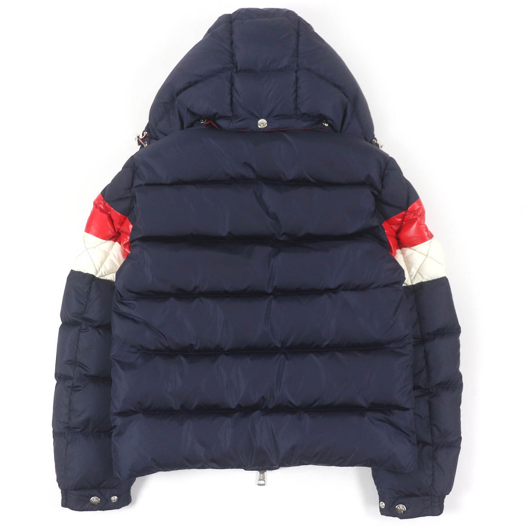 極美品□MONCLER モンクレール JANVRY GIUBBOTTO トリコロール フーデッド ダウンジャケット ネイビー 0 ハンガー付き 正規品 メンズ