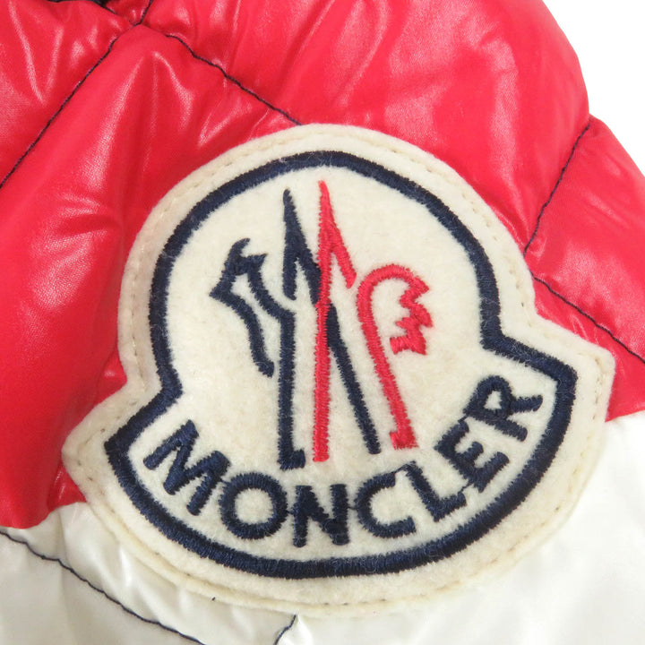 極美品□MONCLER モンクレール JANVRY GIUBBOTTO トリコロール フーデッド ダウンジャケット ネイビー 0 ハンガー付き 正規品 メンズ