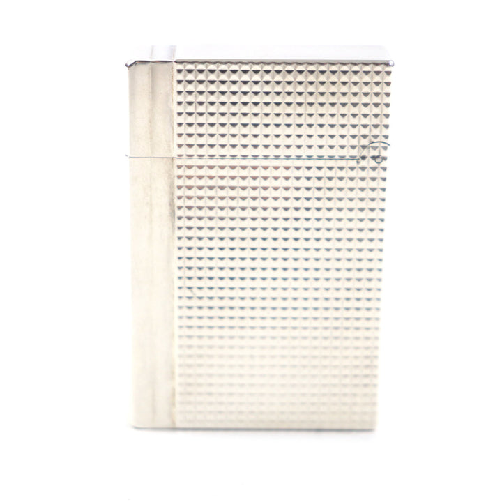 美品▼Dupont デュポン ギャッツビー スクエア ダイヤモンドヘッド ロゴ刻印入り ガスライター シルバー 箱・ケース付き 着火確認済み