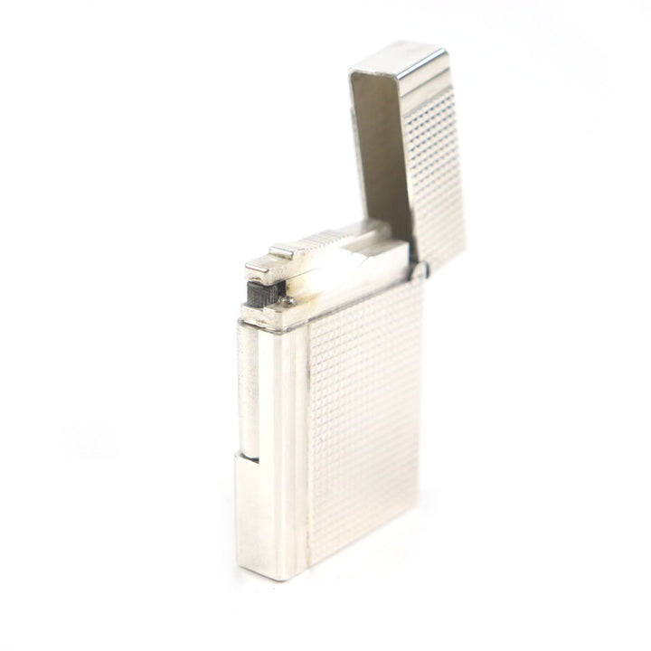 美品▼Dupont デュポン ギャッツビー スクエア ダイヤモンドヘッド ロゴ刻印入り ガスライター シルバー 箱・ケース付き 着火確認済み