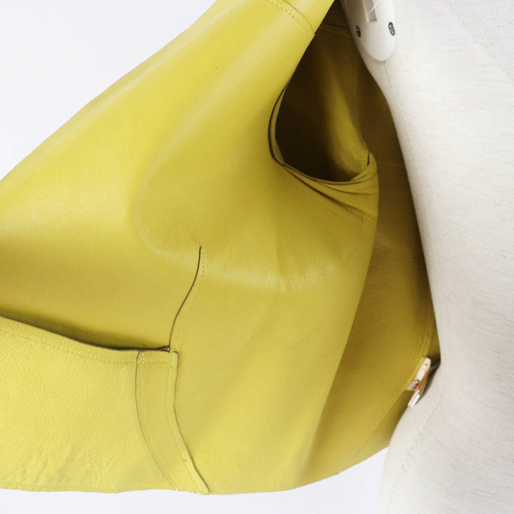 美品◎MARNI マルニ IMXD22RYOLA175 ラムレザー バイカラー ノーカラージャケット ベージュ イエロー 38 イタリア製 正規品 レディース