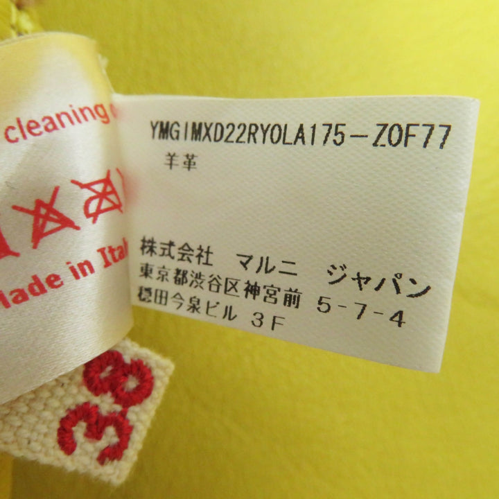 美品◎MARNI マルニ IMXD22RYOLA175 ラムレザー バイカラー ノーカラージャケット ベージュ イエロー 38 イタリア製 正規品 レディース
