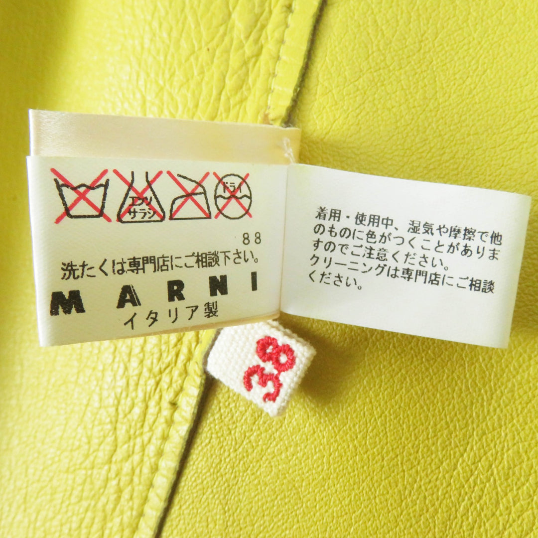美品◎MARNI マルニ IMXD22RYOLA175 ラムレザー バイカラー ノーカラージャケット ベージュ イエロー 38 イタリア製 正規品 レディース