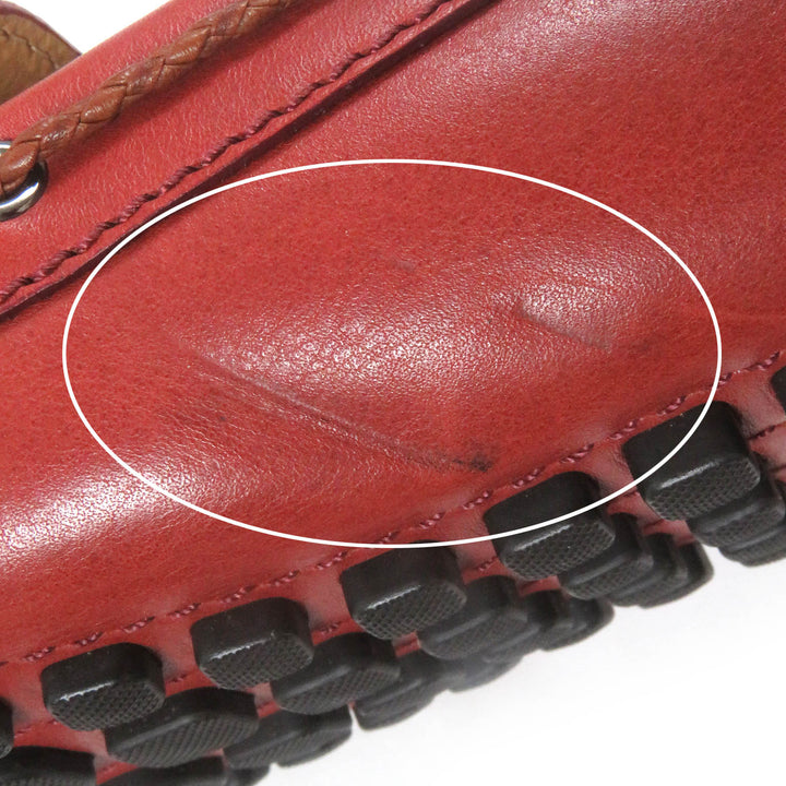 極美品□LOUIS VUITTON ルイヴィトン LVロゴ金具 スウェード レザー ローファー ドライビングシューズ レッド系 6.5 イタリア製 メンズ