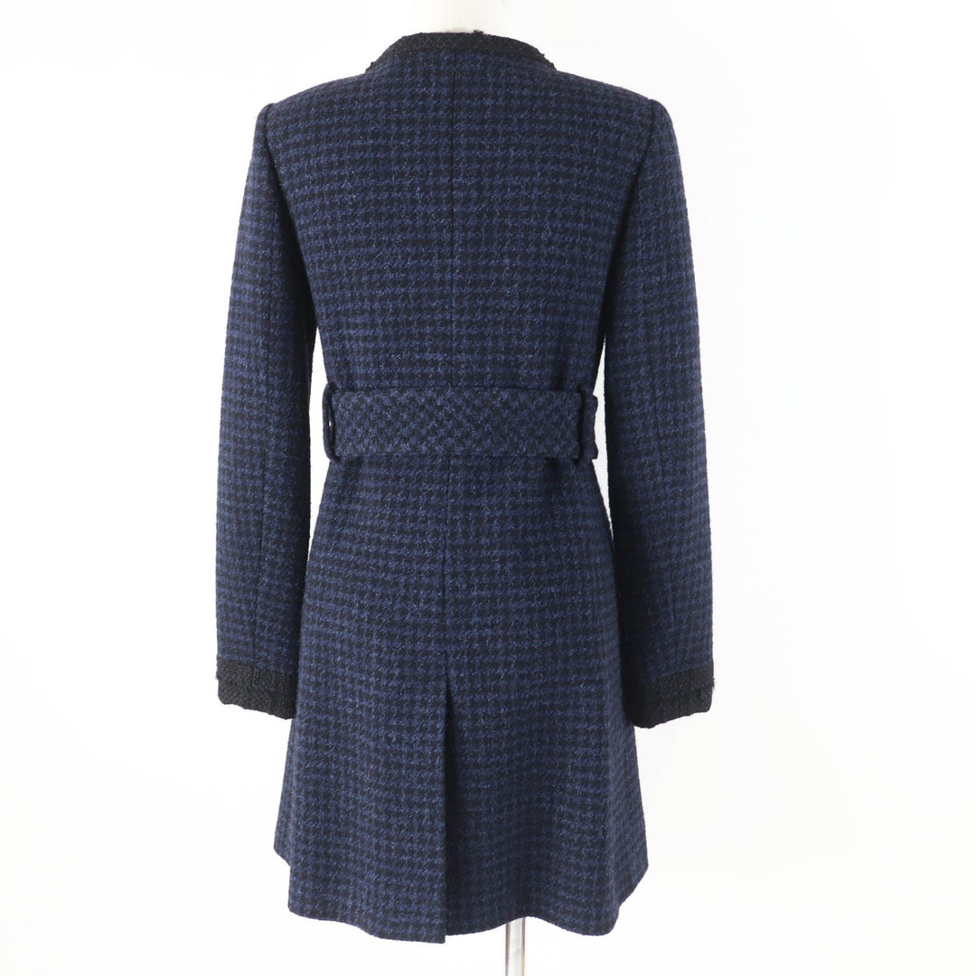 極美品◎CHANEL シャネル P57229 パク・シネ着用 BIGココバッグルベルト付き ロングコート ブラック ネイビー 34 仏製 正規品 レディース
