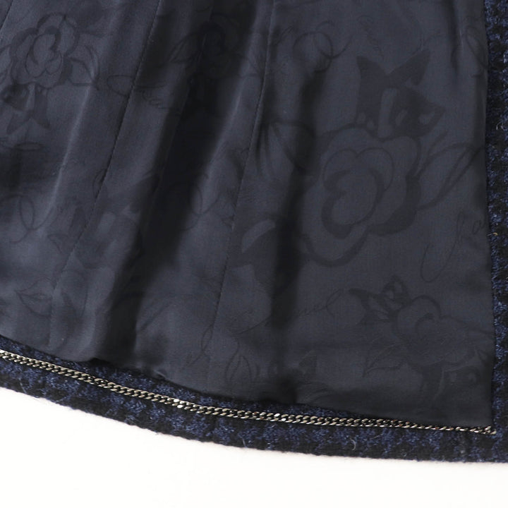 極美品◎CHANEL シャネル P57229 パク・シネ着用 BIGココバッグルベルト付き ロングコート ブラック ネイビー 34 仏製 正規品 レディース