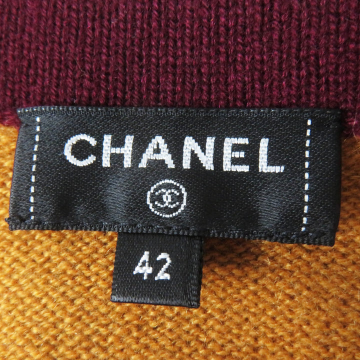 極美品◎CHANEL シャネル 20AW P71510 カシミヤ100％ ココマークボタン バイカラー 長袖 ロング丈 ニット カーディガン マスタード 42