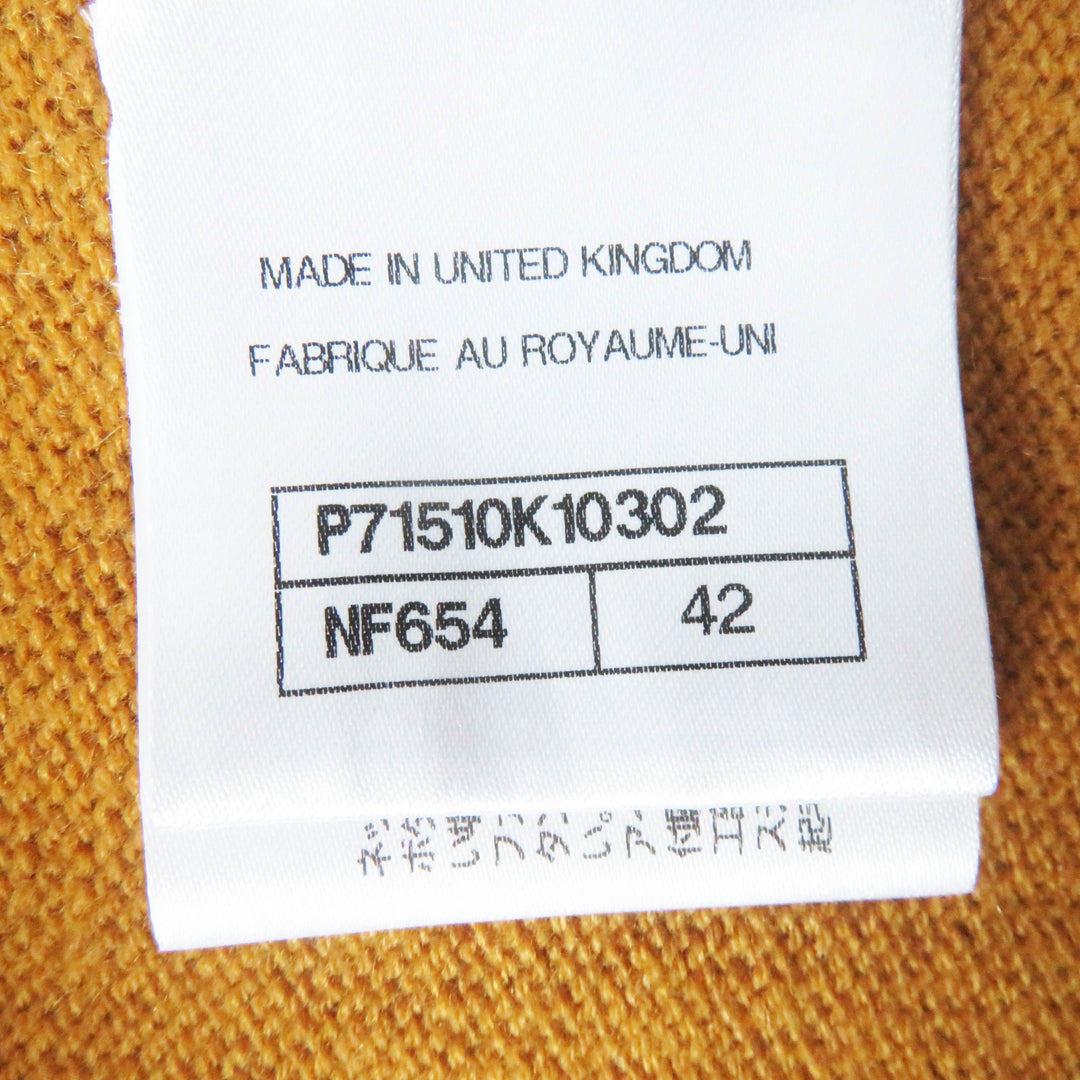 極美品◎CHANEL シャネル 20AW P71510 カシミヤ100％ ココマークボタン バイカラー 長袖 ロング丈 ニット カーディガン マスタード 42