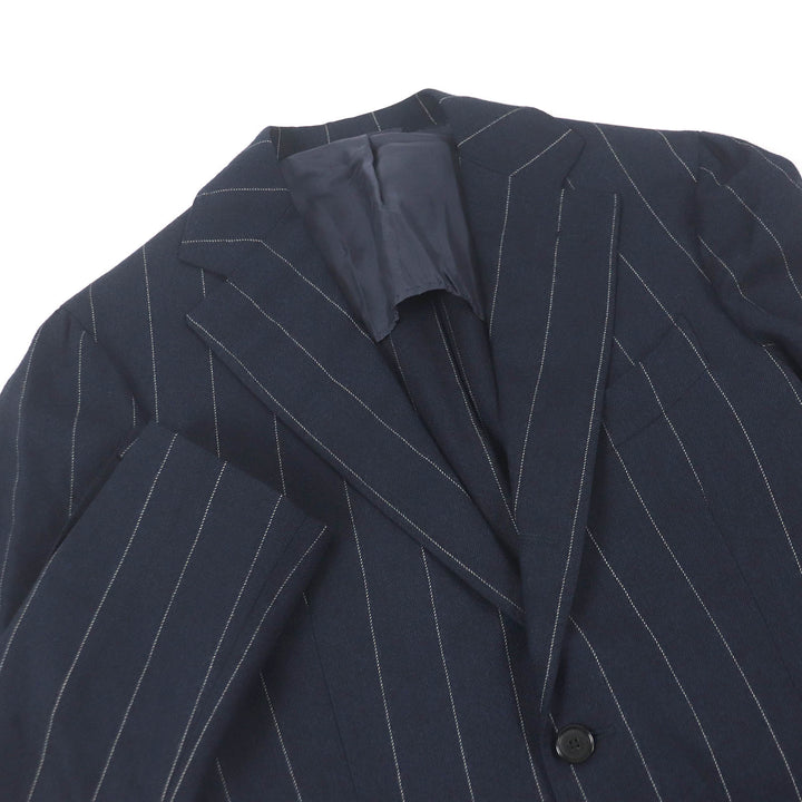 美品□TITO ALLEGRETTO ティト アレグレット ウール100％ ストライプ柄 シングルスーツ セットアップ ネイビー 44 イタリア製 正規品