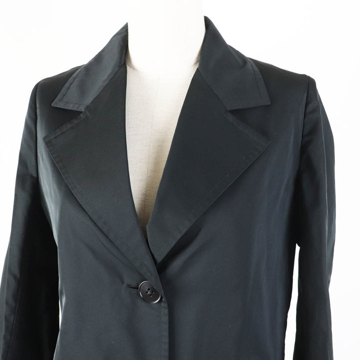 極美品◎JIL SANDER ジルサンダー シルク混 ロング丈 チェスターコート ブラック 34 イタリア製 正規品 レディース 定価217800円
